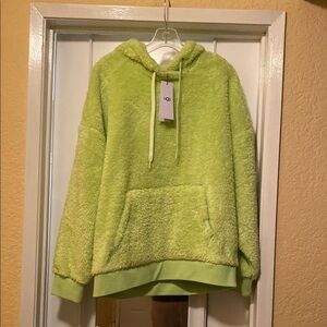 UGG Women's Lime Green Fleece LOYRA Sherpa Hoodie Sweater
